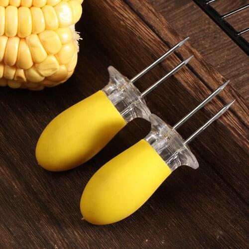 2pc Corn Needle Cob Holders Stainless Steel BBQ Prongs Skewers Forks BBQ Accessories Creative Kitchen Tools