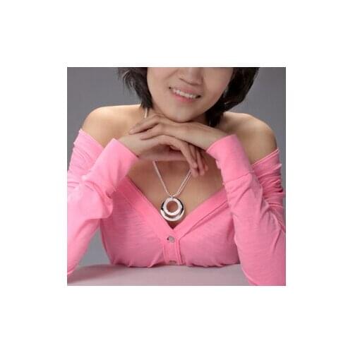 Hot sales Women 100% 925 Sterling Silver Necklace Individual Design Double Snake Chain Round Pendants Fashion jewelry