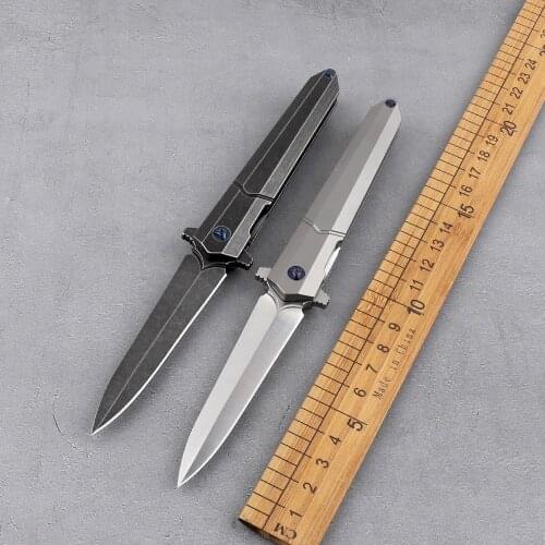 Small sword folding outdoor M390 blade TC4 titanium alloy handle tactical camping multi-function hunting self-defense knife