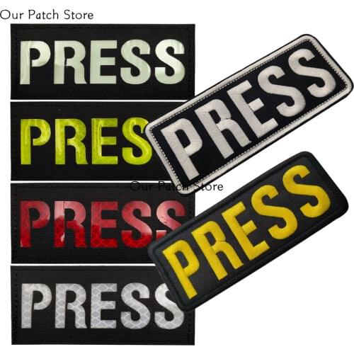 Press Infrared Reflective Patches Media Correspondent Press Reporter Emblem Military Patch Tactical Badge Appliques for Vest