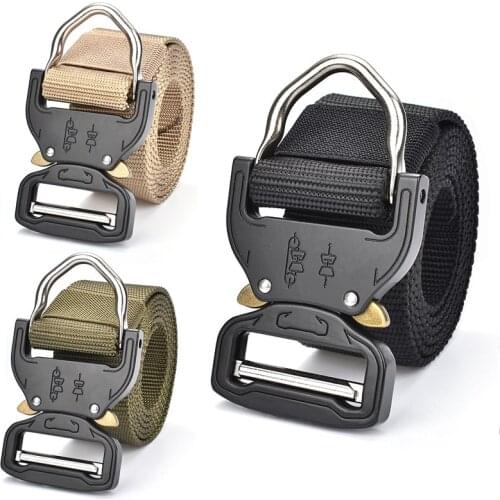 Nylon Tactical Belt Military Automatic Buckle Adjustable Quick Release Army Belt Hunting Accessories Quality Strap Ceintures
