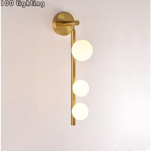 New 3 White Glass LED Wall Lights Home Living room Wall lamp Gold/Black Coffee Shop G9 Bulb Bedroom Wall Sconce Surface Mount