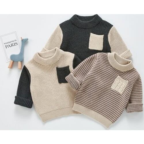 Newborn Baby Boy Clothing Kids Knitted Sweaters Korean Style Childrens Long-sleeved Pullovers Fashion Tops Toddler Girl Shirts