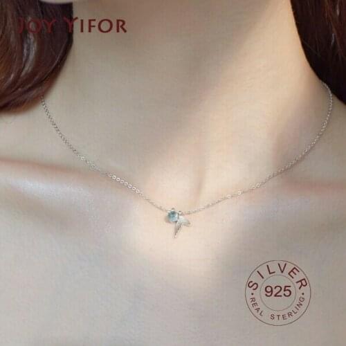 925 Sterling Silver Zircon Necklace Shining Square blue zircon tail Choker Necklace For Party Female Elegant Fashion Jewelry