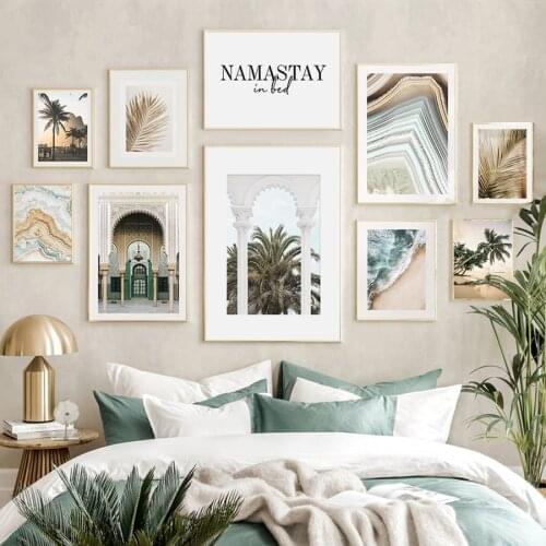 Tropical Plants Palm Tree Poster Seawaves Natural Landscape Wall Prints Modern Living Room Fashion Picture Canvas Painting Decor