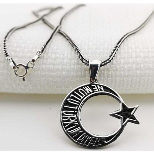 What Happy Turkum Say Written the Moon the stars Silver Necklace