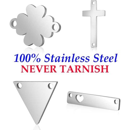 10 Pieces Cross Triangle Round Disc Connector Wholesale 100% Stainless Steel DIYJewelry Connectors DIY Jewelry Charms
