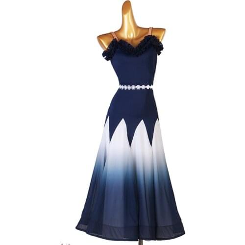 Navy Blue Ballroom Gown Dresses Viennese Waltz Dresses Modern Dance Standard Ballroom Dance Dress For Women Dance Costumes Dress