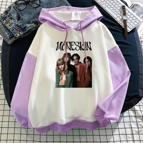 Harajuku Hoodie Maneskin Women Oversized Sweatshirt Casual 2021 Autumn Winter Black Pullovers Coat Sweater Streetwear Plus Size