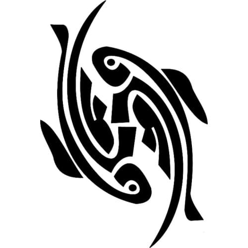 Creative Pisces Art Deco Car Sticker PVC Personalized Auto Bumper Waterproof Sunscreen Decal Black/Silver/White/laser11cm * 16cm