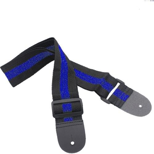 1PCS Universal Durable Blue Color Adjustable Instrument Nylon Woven Strap with Leather Ends Suitable for Guitar / Bass