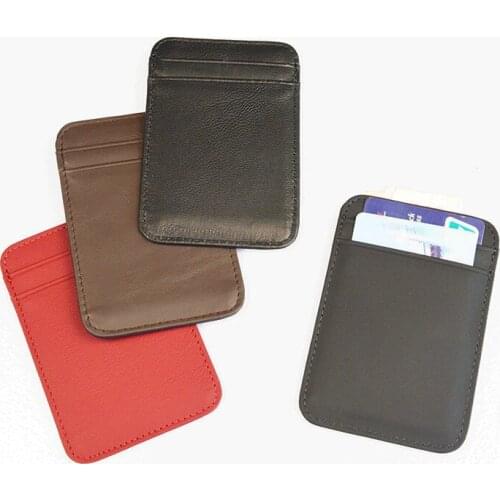 100% Cow Leather Vertical Flat Matt Frosted Color Card Holder Glossy credit Round Corner Vintage Genuine Leather card case