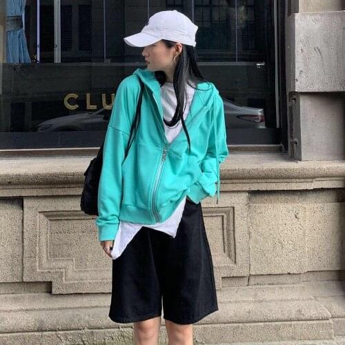 Oversized Women Hoodie Regular Cozy Zip Up Casual Streetwear Ribbed BF Zipper Long Sleeve Hooded Crop Tops Coats Outwear Hoodies