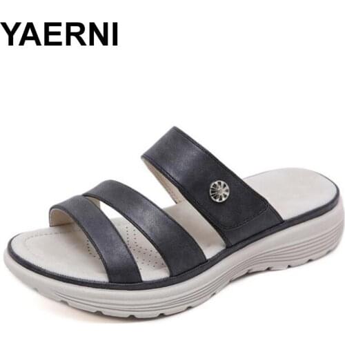 YAERNIWomen Sandals 2020 Fashion Simple Summer Shoes Woman Slipper Beach Sandals Hook & Loop Casual Basic Sandals Women Shoes