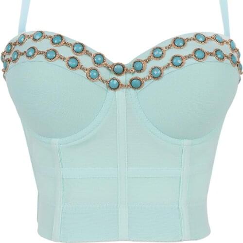 Mesh Camisole 2021 New Spring Summer Women Tube Top Sequined Diamond Beaded Underwear Party Stage Sexy Performance Bustier Bra