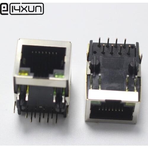 1pcs HR911105A RJ45 New network transformer HY911105A RJ45 with light filters Connector Shielded with LED Lamp 911105A