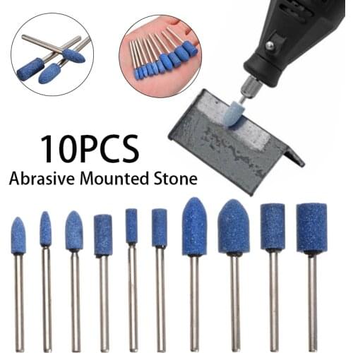 10pcs/set 4-10mm Assorted Mounted Point Grinding Stone Head Wheel Polishing Grinder Drill Bit for Electric Grinder Rotary Tool