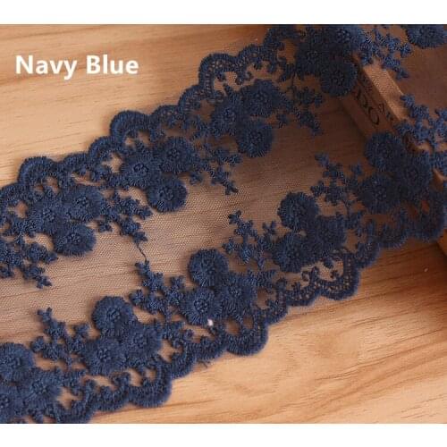 12cm white/pink/navy blue/yellow/off white flower embroidery lace trim DIY Lace hair bow gift packing wedding lace