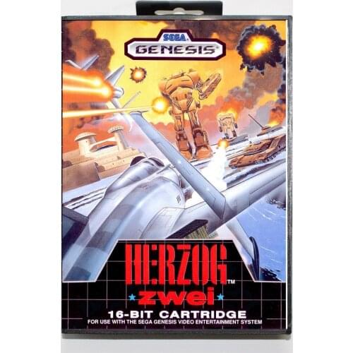 16 bit Sega MD game Cartridge with Retail box - Herzog zwei game cart for Megadrive for Genesis system