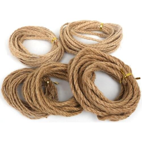 2/4/6mm Burlap Ribbon 5M/lot Natural Hessian jute Twine Rope For DIY Rustic Wedding Christmas Party Decoration Accessories