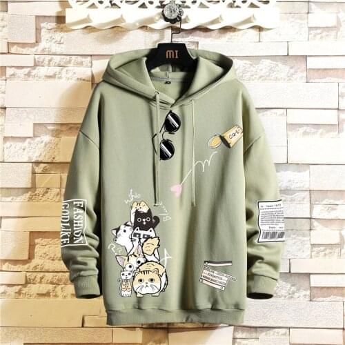 2021 spring cartoon print pullover Japanese streetwear Harajuku hip-hop full-color O-neck mens casual sweatshirt