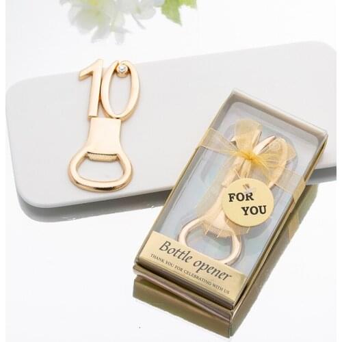 25 Pieces/lot) Wedding favors of 10th design bottle openers for 10th birthday Party gift and 10th Wedding Anniversary gifts