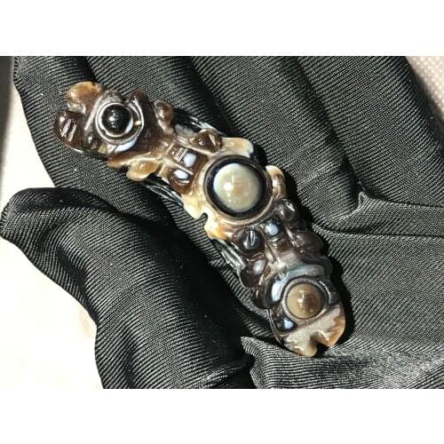 Big Treasure Talisman energy Tibetan Onyx Vajor Double Dragon 6 truth words Pendant Amulet Timestown