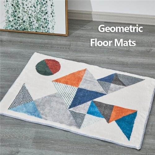 Geometric Floor Mats for Living Room Decoration Fluffy Rug Thick Bedroom Carpets Anti-slip Floor Door Soft Lounge Rugs Artistic