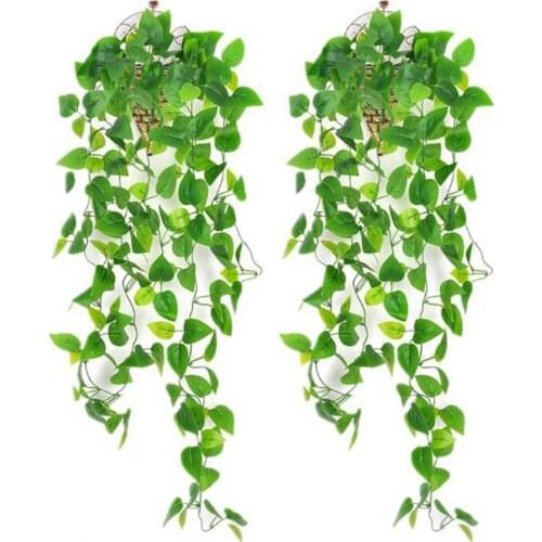 2Pcs Artificial Plant Vines Wall Hanging Rattan Leaves Branches Outdoor Garden Home Decoration Plastic Fake Leaf Green Plant Ivy