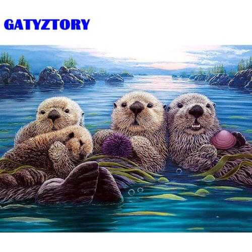GATYZTORY Pictures By Numbers Beaver Animal Drawing On Canvas HandPainted Art Gift Oil Painting By Number Kits Home Decor