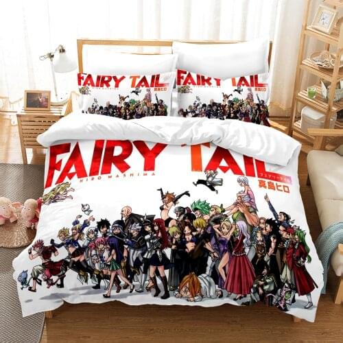 Fairy Tail Kids Bedding Set Anime Figure 3d Cartoon Comforter Duvet Cover Sets Bed Linen Twin Queen King Single Size Drop Ship