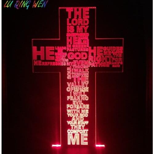 Crucifix Cross Led Night Light Psalm 23 The Lord Is My Shepherd Nightlight Present Christian Jesus Drop Shipping Night Lamp Gift