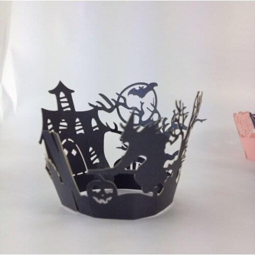 Laser Cut Black Lace Wedding Cupcake Wrapper Filigree Vine Wraps Collars Cups Bridal Shower Party Table Decoration