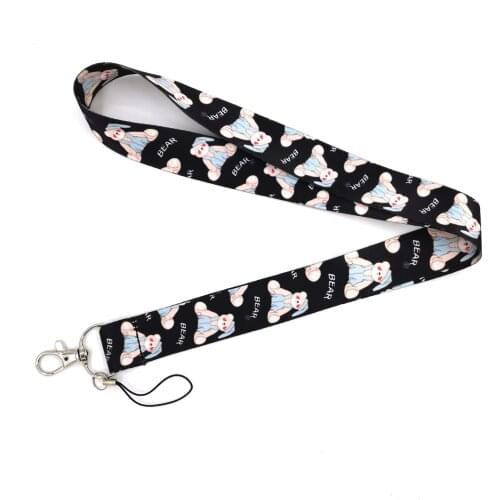 Lovely Cartoon Bear Mobile Phone Rope Lanyard For Keys ID Card Pass Gym USB Badge Holder Tags Neck Strap Keychain Lanyards Gift