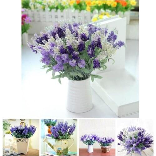 Fashion 10 Heads Artificial Lavender Flower Silk Romantic Flowers For Birthday Party Festival Wedding Home Decoration C1
