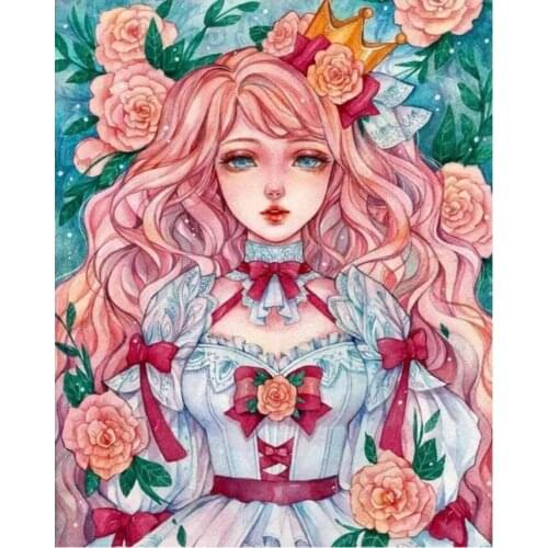 Cartoon Embroidery Mosaic Craft Flowers Girl Diamond Painting Kits Crystal Picture Wall Paper Rhinestone Drawing Christmas Gift