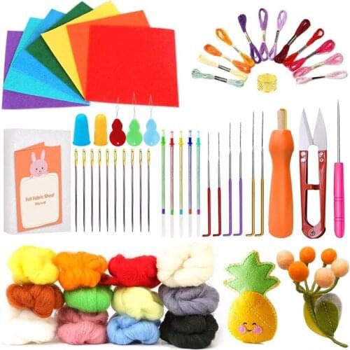 Imzay 120PCS Needle Felting Tools Kit Including Felting Needles Fabric Sheet Wool Roving Yarn, Foam Mat For Needle Felting
