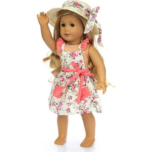 New Fashion straw hat skirt Fit for American Girl Doll Clothes 18-inch Doll , Christmas Girl Gift(only sell clothes)