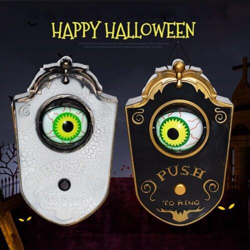 Novelty Doorbell Halloween Door Decoration Horror Props Eyeball Door Bell Glowing Rotating Eyes Hanging Ornaments Haunted House