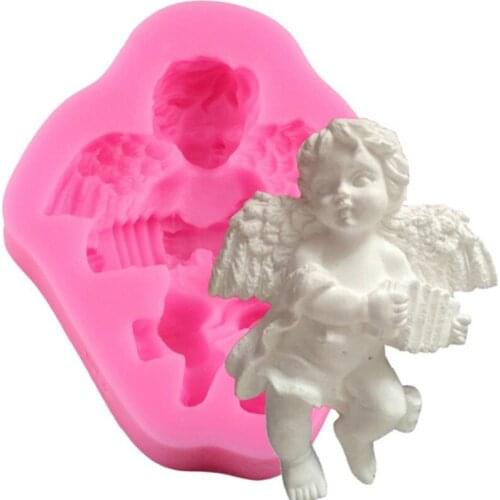 New Arrival Cute Angel Boy With Electronic Organ Shape 3D Silicone Cake Mold Fondant Cake Tools For Cupcake Baking Tools