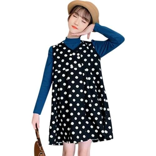 Clothes For Girls Dot Pattern Girls Clothing Tshirt + Vest Girl Set Casual Style Kids Tracksuit