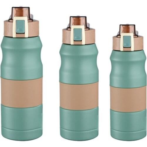 Green Outdoor Portable Straight Drink Jumping Cup 304 Stainless Steel Double Layer Thermos Cup Sports Bottle