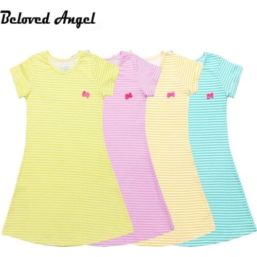 Girls Dress 2018 European And American Style Children With Sleeve Stripe Printed Princess Dresses 1-13 Years Baby Kids Dress