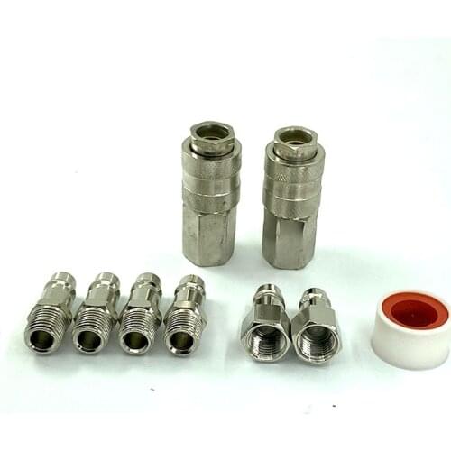8Pcs/Set Pneumatic Fittings Air Compressor Parts 1/4''NPT Quick Coupler Plug European Type EU Air Connector