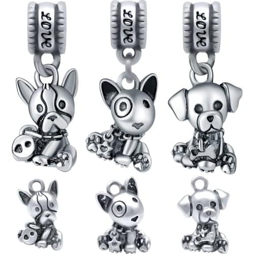 Animal Pet Lovely Dog Charms Fit Pandora Charm Beads Bracelet For Women Jewelry Making SPP218