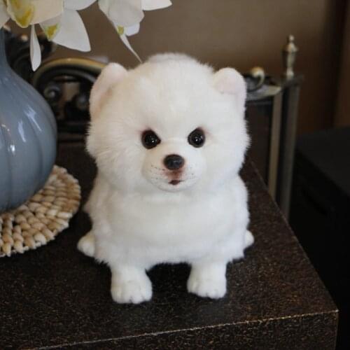 28cm Lifelike Pomeranian Stuffed Toys Cute Simulation White Dog Plush Toy Puppy Plush Animals Toy Kids Birthday Christmas Gifts