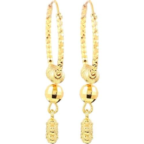 Gold Color Flowers Earrings for Women Girls Jewelry Africa Earring Arab Jewelry Gifts
