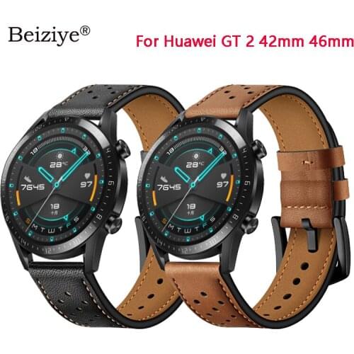 Geniune Leather Wrist Strap Replacement for Huawei Watch GT 2 42mm 46mm Smart Watch Sport Wristband Bracelet Belt Accessories