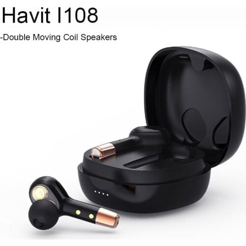 Havit I108 TWS 5.0 in-ear sports bluetooth headset high-definition call stereo 9D dual-coil speaker noise reduction earplugs