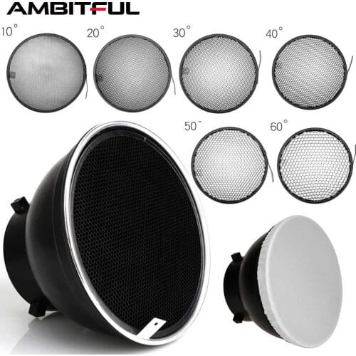 18cm 7inch Standard Reflector Diffuser with 10/20/30/40/50/60 Degree Honeycomb Grid for Bowens Mount Studio Light Strobe Flash